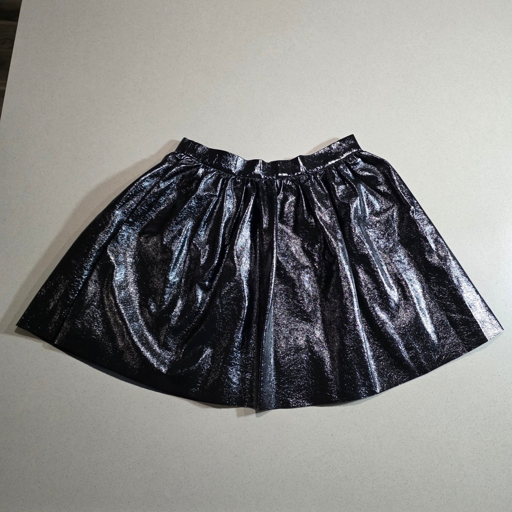 BB Dakota Black Metallic Pleated Mini Skirt Shiny Skater Flare BI409359 Size 8